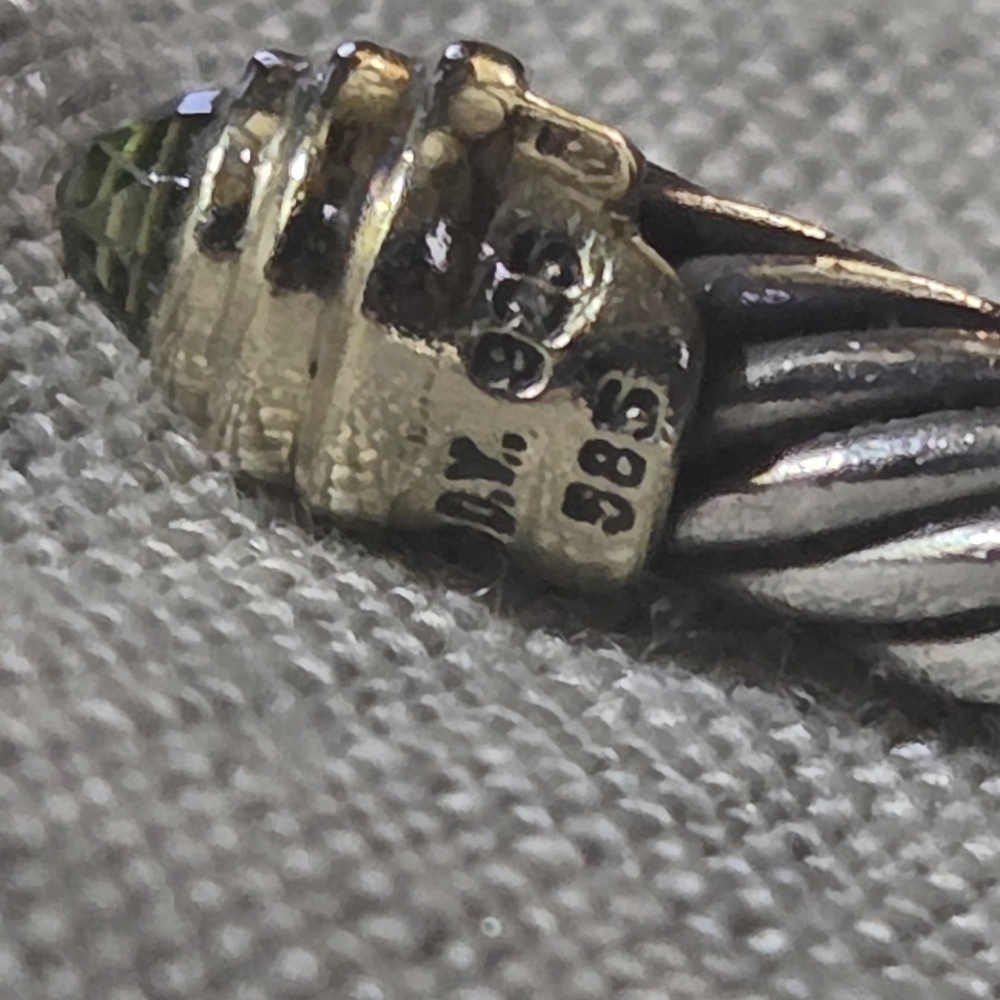 ***Host Pick***David Yurman Classic Cable 4mm Cuff Bracelet, Peridot, SS & 14k - Picture 7 of 12